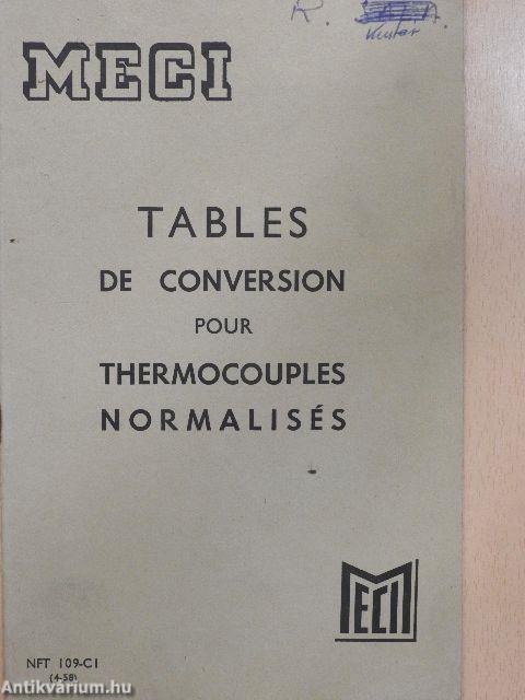 Tables de Conversion pour Thermocouples Normalisés
