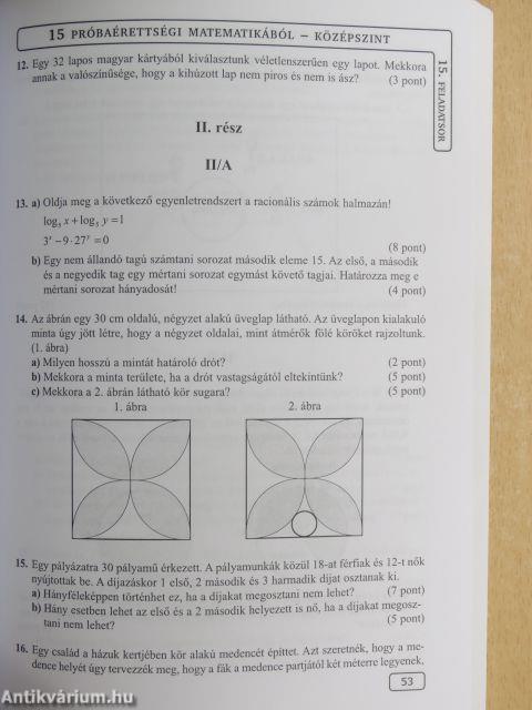 15 próbaérettségi matematikából