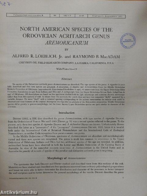 North American Species of the Ordovician Acritarch Genus Aremoricanium