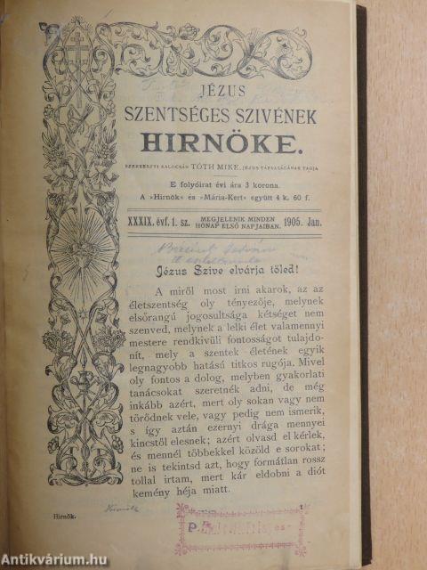 Jézus Szentséges Szivének Hirnöke 1905. január-december