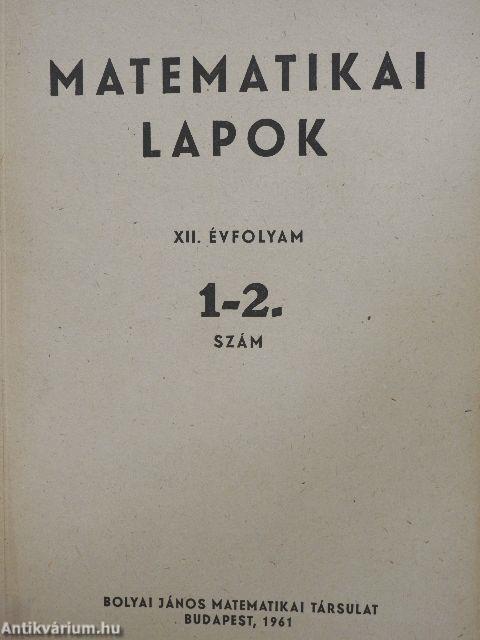 Matematikai Lapok 1961/1-4.