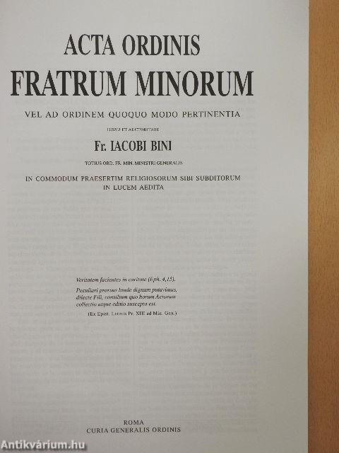 Acta Ordinis Fratrum Minorum Ianuarii-Decembris 2001 I-III.