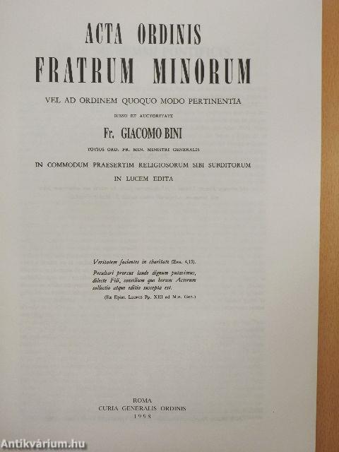 Acta Ordinis Fratrum Minorum Ianuarii-Decembris 1998 I-III.