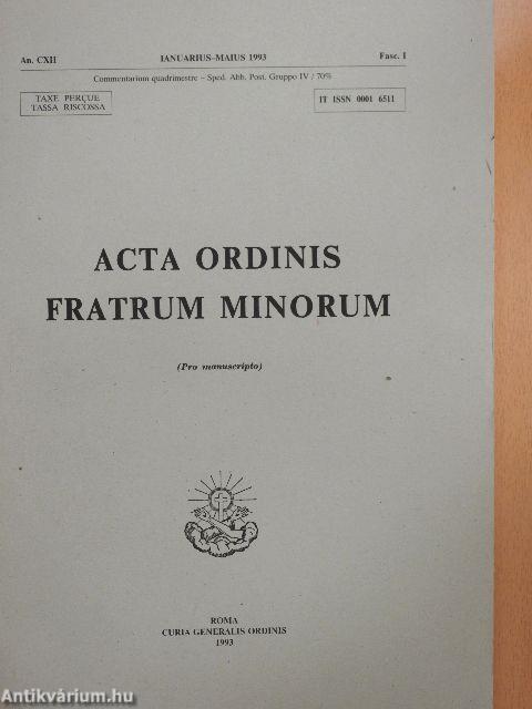 Acta Ordinis Fratrum Minorum Ianuarii-Decembris 1993 I-III.