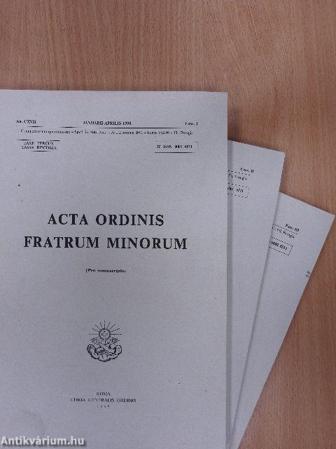 Acta Ordinis Fratrum Minorum Ianuarii-Decembris 1998 I-III.