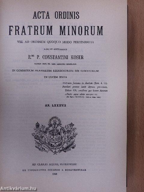 Acta Ordinis Fratrum Minorum 1967/1968