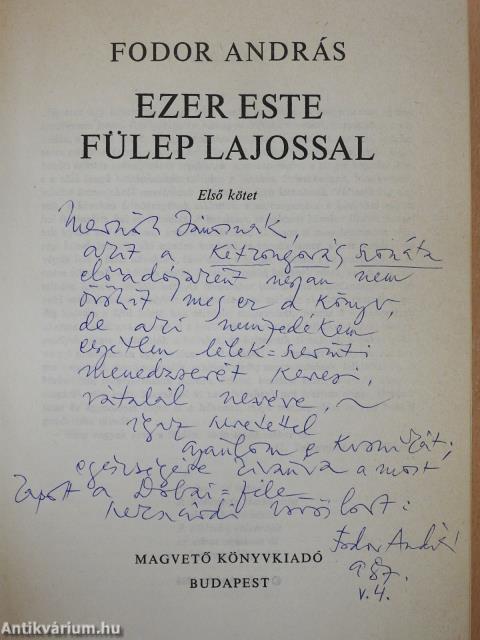 Ezer este Fülep Lajossal I-II. (dedikált példány)