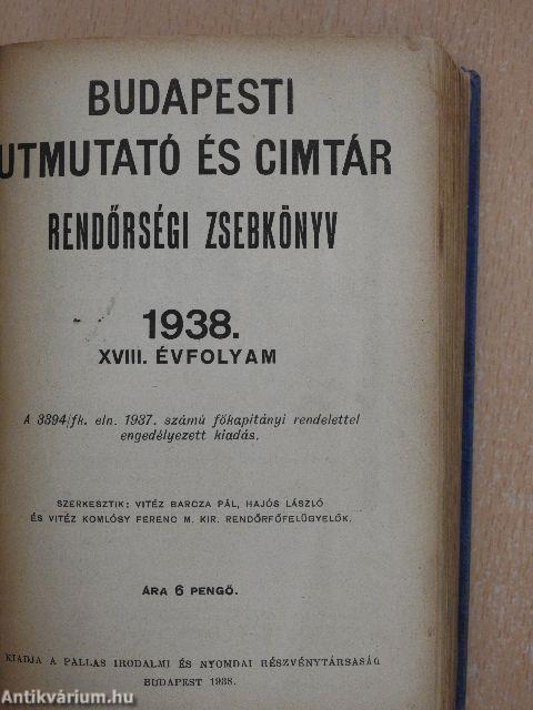 Budapesti utmutató és cimtár 1938.