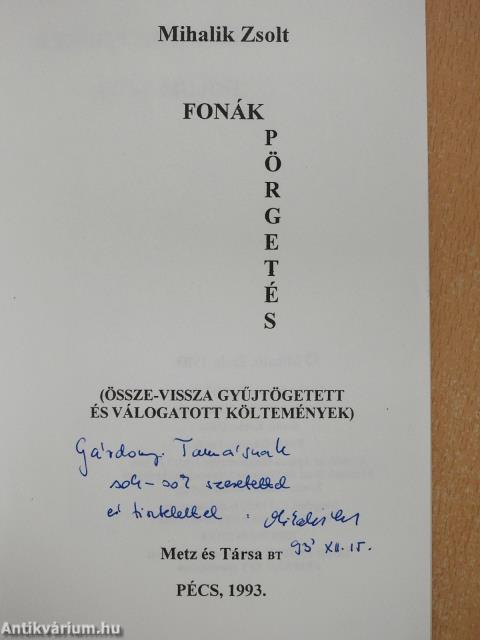 Fonák pörgetés (dedikált példány)