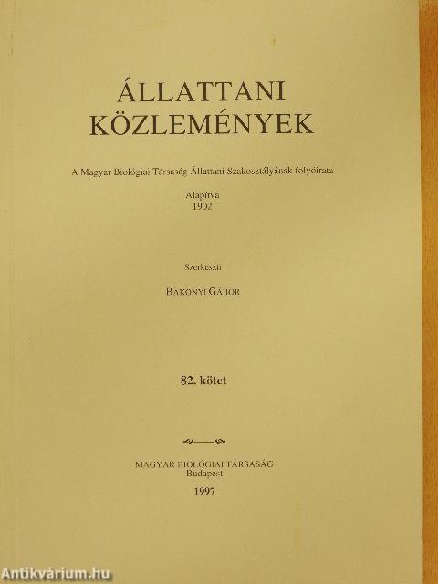 Állattani Közlemények 82.