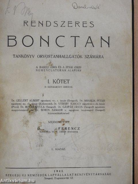 Rendszeres bonctan I-II.