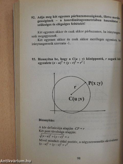 Érettségi tételek - Matematika