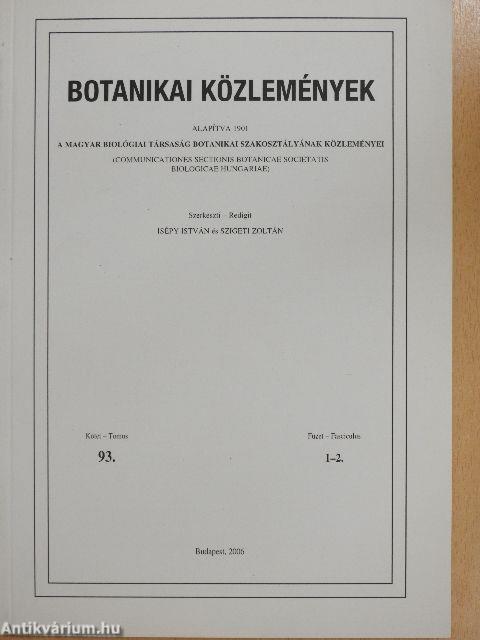 Botanikai közlemények 2007/1-2.