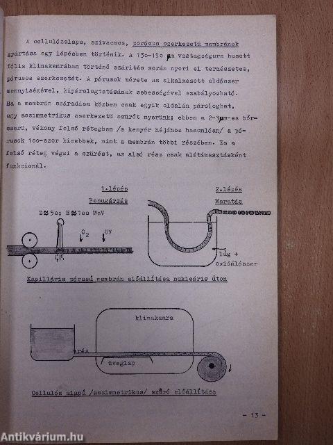 A nukleáris technológiával előállitott membránszürök vizsgálata és összehasonlitása más szeparációs eszközökkel