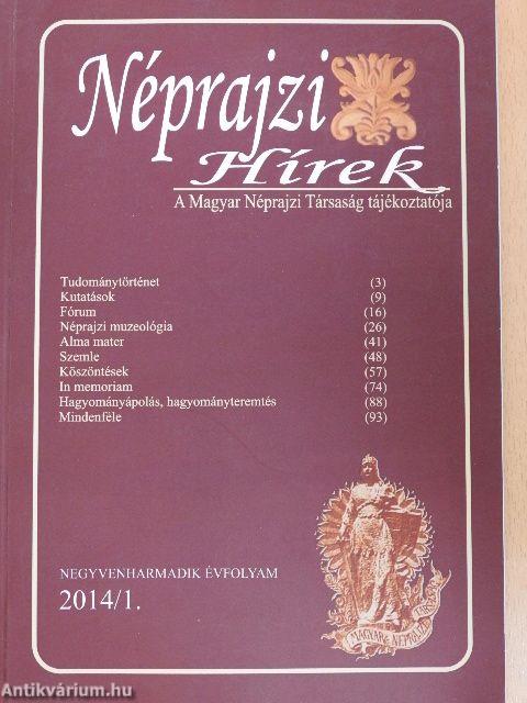 Néprajzi Hírek 2014/1.