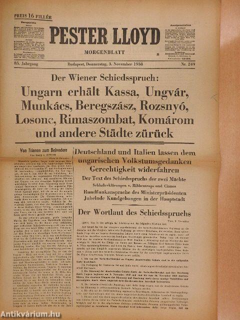 Pester Lloyd 3. November 1938.