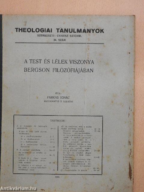 A test és lélek viszonya Bergson filozófiájában