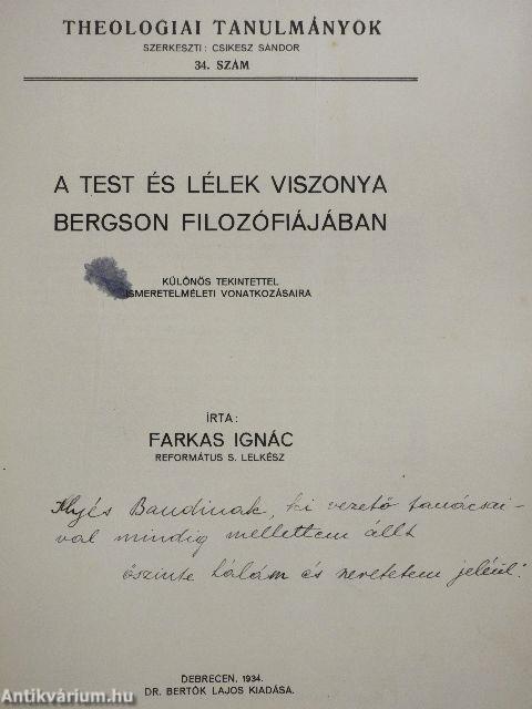 A test és lélek viszonya Bergson filozófiájában