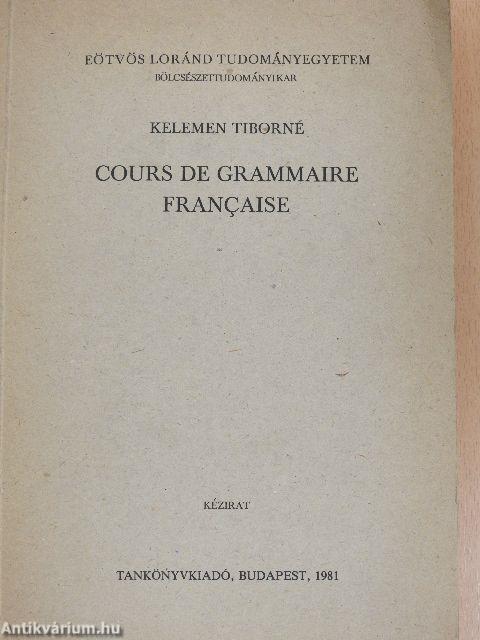 Cours de Grammaire Francaise