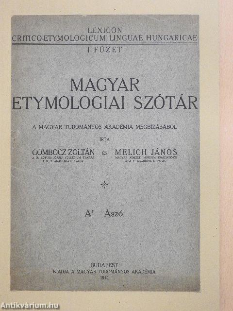 Magyar etymologiai szótár I. (töredék)