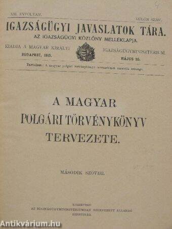 Igazságügyi Javaslatok Tára 1913. május 25.