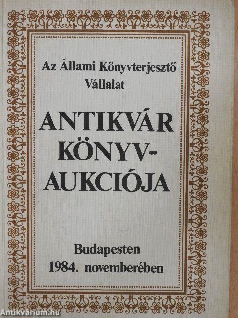 Az Állami Könyvterjesztő Vállalat antikvár könyvaukciója Budapesten 1984. novemberében