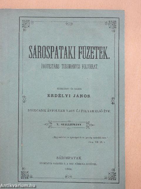 Sárospataki Füzetek 1864/X.