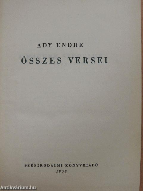 Ady Endre összes versei II. (töredék)