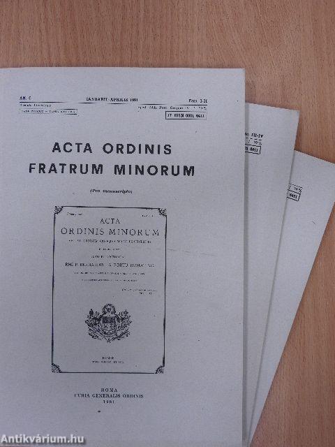 Acta Ordinis Fratrum Minorum Ianuarii-Decembris 1981 I-III.