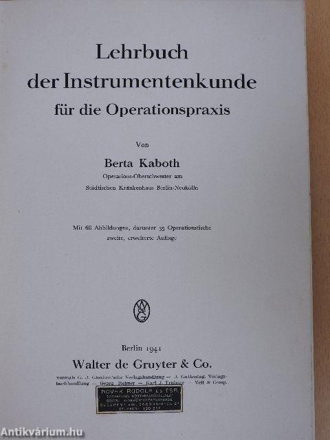 Lehrbuch der Instrumentenkunde für die Operationspraxis