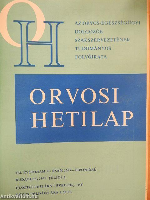 Orvosi hetilap 1972. (fél évfolyam)