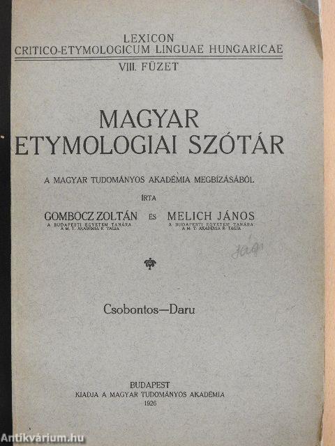 Magyar etymologiai szótár VIII. (töredék)