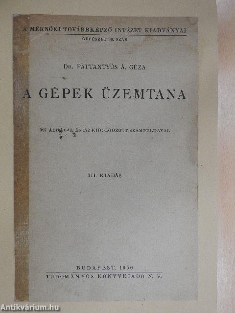 A gépek üzemtana