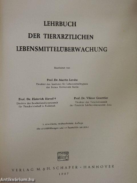 Lehrbuch der Tierärztlichen Lebensmittelüberwachung