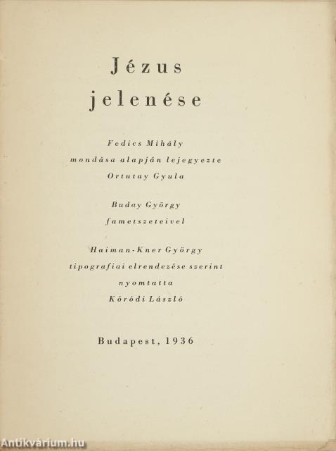 Jézus jelenése (dedikált példány)