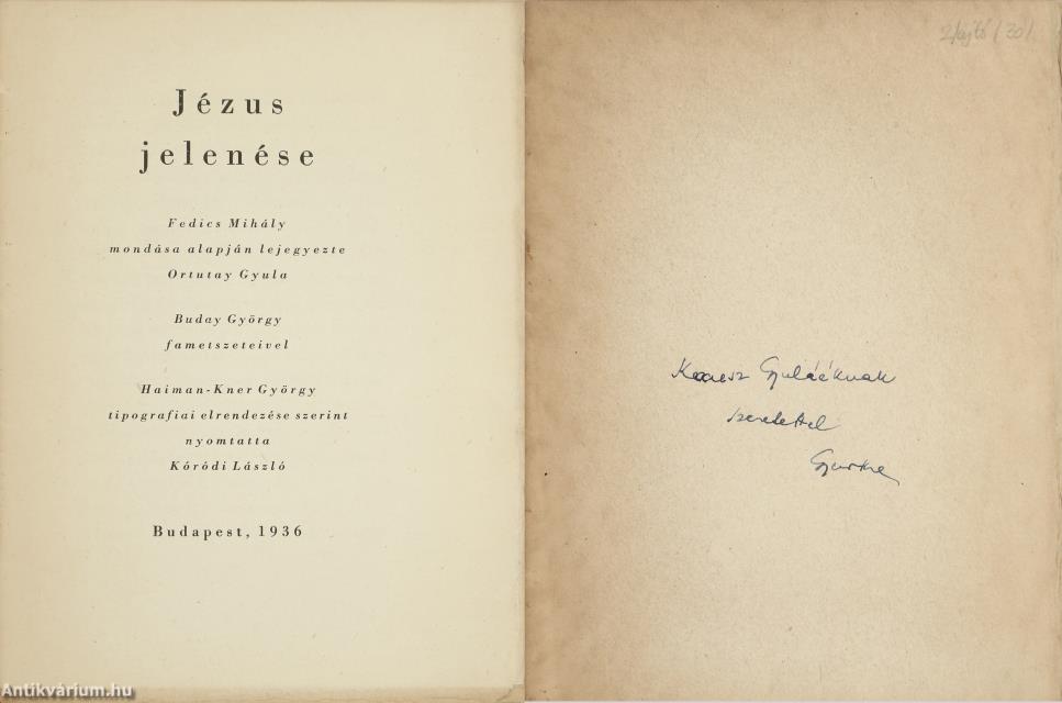 Jézus jelenése (dedikált példány)