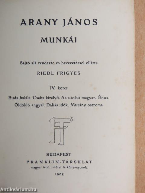 Arany János munkái IV.