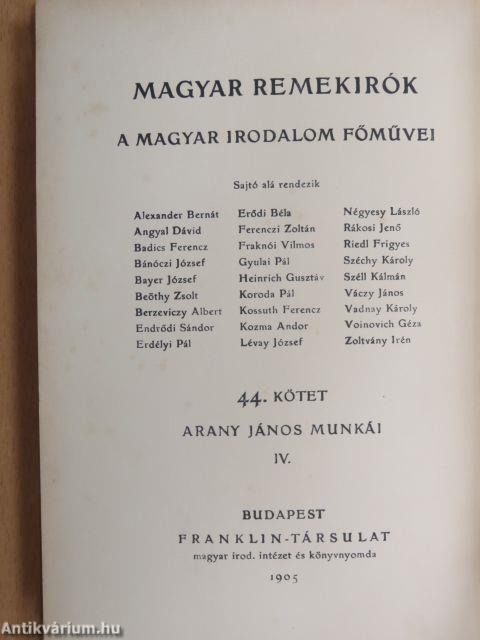 Arany János munkái IV.