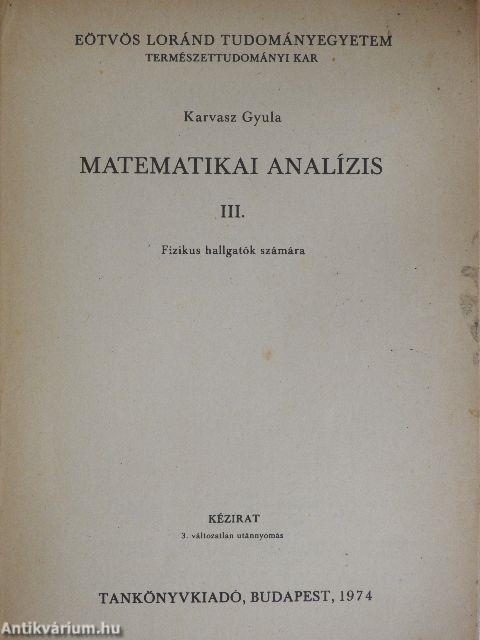 Matematikai analízis III.