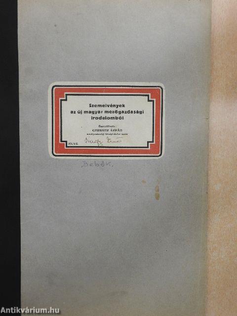 Szemelvények az új magyar mezőgazdasági irodalomból