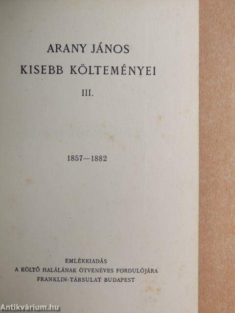 Arany János kisebb költeményei III-IV.