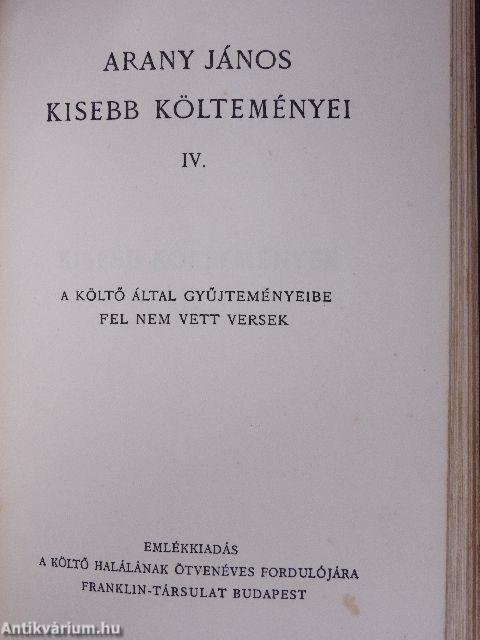 Arany János kisebb költeményei III-IV.