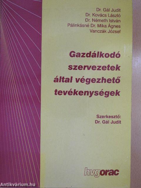 Gazdálkodó szervezetek által végezhető tevékenységek