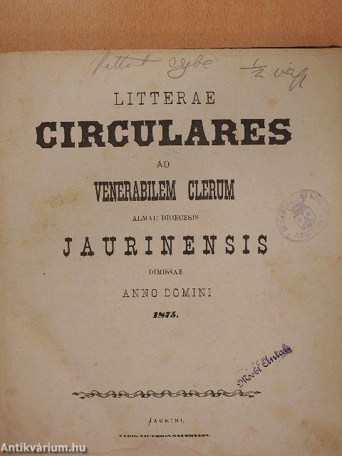 Litterae circulares ad venerabilem clerum almae dioecesis jaurinensis dimissae anno domini 1875-1876.