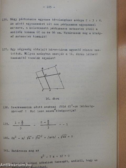 Matematika a felvételi vizsgára készülők részére I.