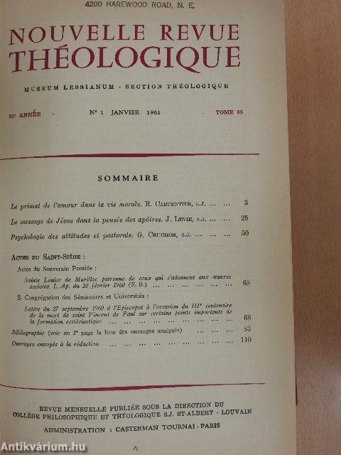 Nouvelle Revue Théologique Janvier-Decembre 1961