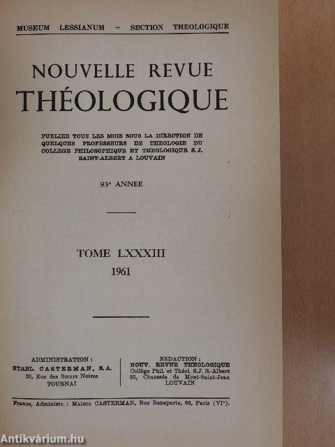 Nouvelle Revue Théologique Janvier-Decembre 1961