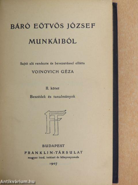 Báró Eötvös József munkáiból II.