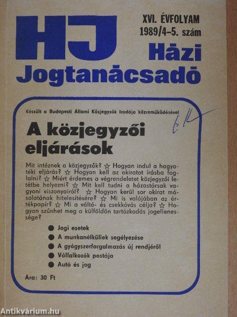 Házi Jogtanácsadó 1989/4-5. szám