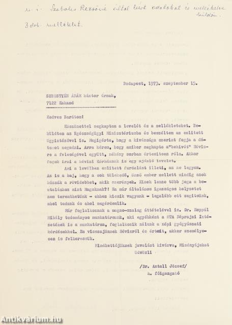Antall József levelei (6 levél)